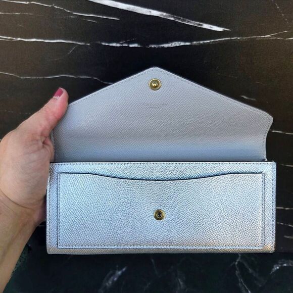 Coach Wyn Soft Leather Metallic Silver Long Envelope Wallet. C7182 - Picture 6 of 8